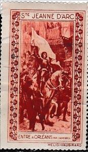 Stamp, Ste Jeanne d'Arc entre a Orleans par Scherper, France,  , Equestrianism and horse riding, Famous People, Paintings, Saints, Women