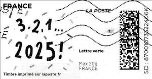 Stamp, 3 2 1 ... 2025! All Black, France,  , Greetings, New Year