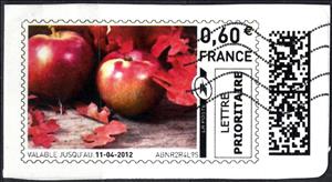 Stamp, Autumn Leaves and Apples, France,  , Autumn, Fruits and Berries, Leaves, Plants (Flora)