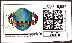 Stamp, Children around the Earth Unite, France,  , Children, Globes