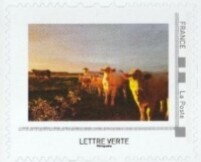 Stamp, Cows at sunset, France,  , Animals (Fauna), Bulls and Cows, Sunsets / Sunrises