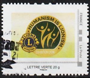 Stamp, Humanism is Lionism. Lions International, France,  , Lions (Org.)