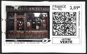Stamp, La Folie en Tete in black, France,  , Restaurants