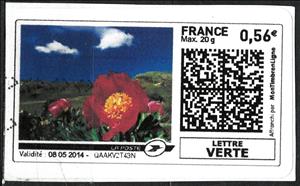 Stamp, Peonie, France,  , Flowers, Landscapes, Plants (Flora)