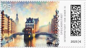 Stamp, Speicherstadt District, Hamburg, Germany, Federal Republic,  , Architecture, Bridges, Buildings, Ships, Townscapes / City Views