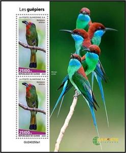 Souvenir Sheet, Bee Eaters (Nyctyornis amictus), Guinea,  , Birds