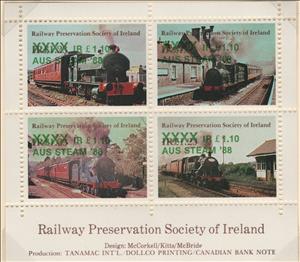 Souvenir Sheet, Aus Steam '88, Ireland,  , Locomotives, Railways
