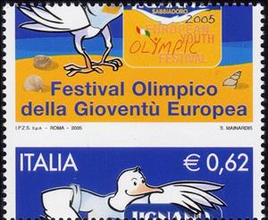 Stamp, Gull and Logo, Italy,  , Festivals, Olympic Games, Stylized Animals