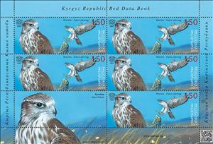 Full Pane, Saker Falcon (Falco cherrug), Kyrgyzstan- Kyrgyz Express Post,  , Falcons