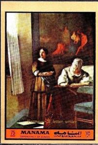 Stamp, Letter Writer, by Jan Vermeer, Manama,  , Paintings