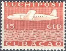 Stamp, DC-4 above waves, Netherlands Antilles,  