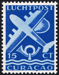 Stamp, Plane and Post horn, Netherlands Antilles,  