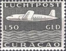 Stamp, DC-4 above waves, Netherlands Antilles,  
