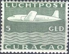 Stamp, DC-4 above waves, Netherlands Antilles,  