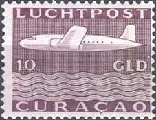 Stamp, DC-4 above waves, Netherlands Antilles,  