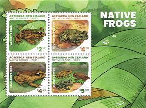 Souvenir Sheet, Frogs of New Zealand, New Zealand,  , Amphibians, Animals (Fauna), Frogs