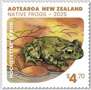 Stamp, Hochstetter's Frog (Leiopelma hochstetteri), New Zealand,  , Amphibians, Animals (Fauna), Frogs