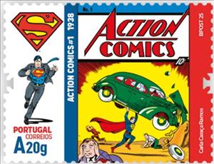 Stamp, Cover of Action Comics #1 1938, Portugal,  , Cartoons