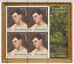 Mini Sheet, Head of Youth by Ion Andreescu,, Romania,  , Art, Paintings