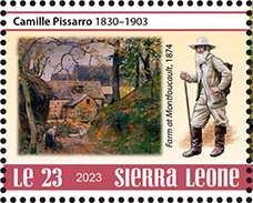 Stamp, Camille Pissarro (1830-1903), Sierra Leone,  , Anniversaries and Jubilees, Famous People, Painters, Paintings