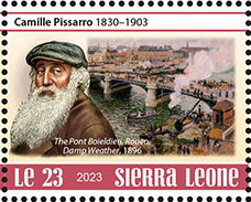 Stamp, Camille Pissarro (1830-1903), Sierra Leone,  , Anniversaries and Jubilees, Bridges, Famous People, Painters, Paintings