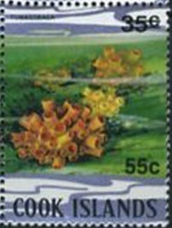 Stamp, Tubastraea - Surcharged, Cook Islands,  , Corals and Sponges, Sea Life