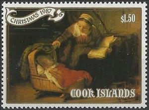 Stamp, The Hermitage, Lenningrad, Cook Islands,  , Christmas, Paintings, Painters, Art