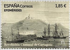 Stamp, Cartagena Revolution of 1873, Spain,  , Revolutions, Sailing Ships, Ships