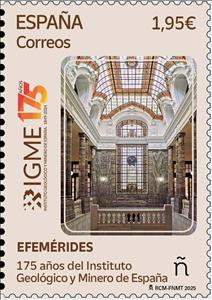 Stamp, Institute of Geology and Minerals of Spain, 175 Years, Spain,  , Anniversaries and Jubilees, Geology, Organizations
