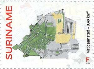 Stamp, Vatican City, Suriname,  , Maps