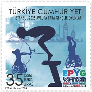 Stamp, 2025 European Para Games, Istanbul, Turkey,  , Archery, Basketball, Paralympics, Sports, Swimming