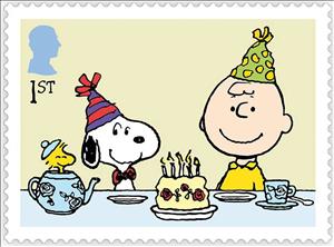 Stamp, Charlie Brown and Snoopy at Birthday Party, United Kingdom of Great Britain & Northern Ireland,  , Cartoons, Comics