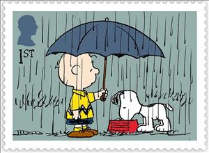 Stamp, Charlie Brown with Umbrella, United Kingdom of Great Britain & Northern Ireland,  , Cartoons, Comics