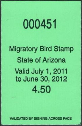 Stamp, Migratory Bird Stamp, Arizona (AZ),  , Hunting