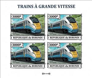 Mini Sheet, Hitachi Super Express, Burundi,  , Locomotives, Railways