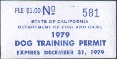 Stamp, Dog Training Permit, California (CA),  , Hunting
