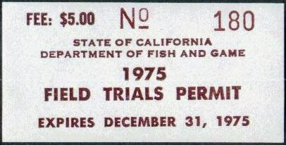 Stamp, Field Trials Permit, California (CA),  , Hunting