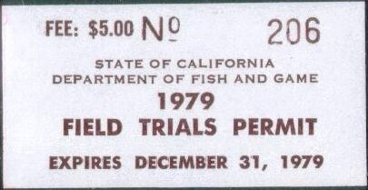 Stamp, Field Trials Permit, California (CA),  , Hunting