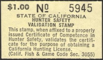 Hunter Safety Validation Stamp