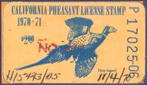 Stamp, Pheasant, California (CA),  , Animals (Fauna), Birds, Hunting, Pheasants