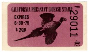 Stamp, Pheasant, California (CA),  , Animals (Fauna), Birds, Hunting, Pheasants