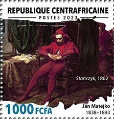 Stamp, “Stańczyk during a Ball at the Court of Queen”, 1862, Central African Republic,  , Anniversaries and Jubilees, Famous People, Painters, Paintings
