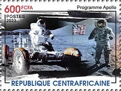 Stamp, Apollo program, Central African Republic,  , Anniversaries and Jubilees, Organizations, Outer Space, Space Traveling, Космический корабли