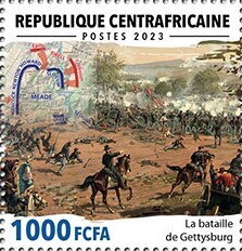 Stamp, Battle of Gettysburg, Central African Republic,  , Anniversaries and Jubilees, Battle, Horses