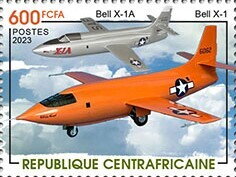 Stamp, Bell X-1A, Bell X-1, Central African Republic,  , Aircraft, Aviation