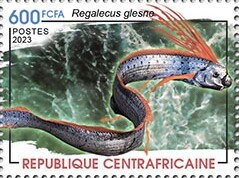 Stamp, Giant Oarfish (Regalecus glesne), Central African Republic,  , Animals (Fauna), Fishes, Sea Life