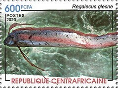 Stamp, Giant Oarfish (Regalecus glesne), Central African Republic,  , Animals (Fauna), Fishes, Sea Life