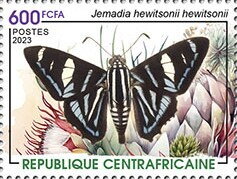 Stamp, Jemadia hewitsonii hewitsonii, Central African Republic,  , Animals (Fauna), Butterflies and Moths, Insects