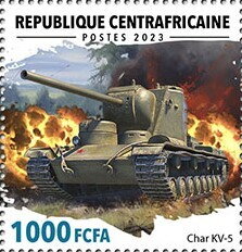 Stamp, KV-5 tank, Central African Republic,  , Anniversaries and Jubilees, Battle, Second World War, Tanks