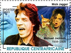 Stamp, Mick Jagger, Michael Jackson (1958-2009), Central African Republic,  , Actors, Entertainers, Famous People, Music, Singers